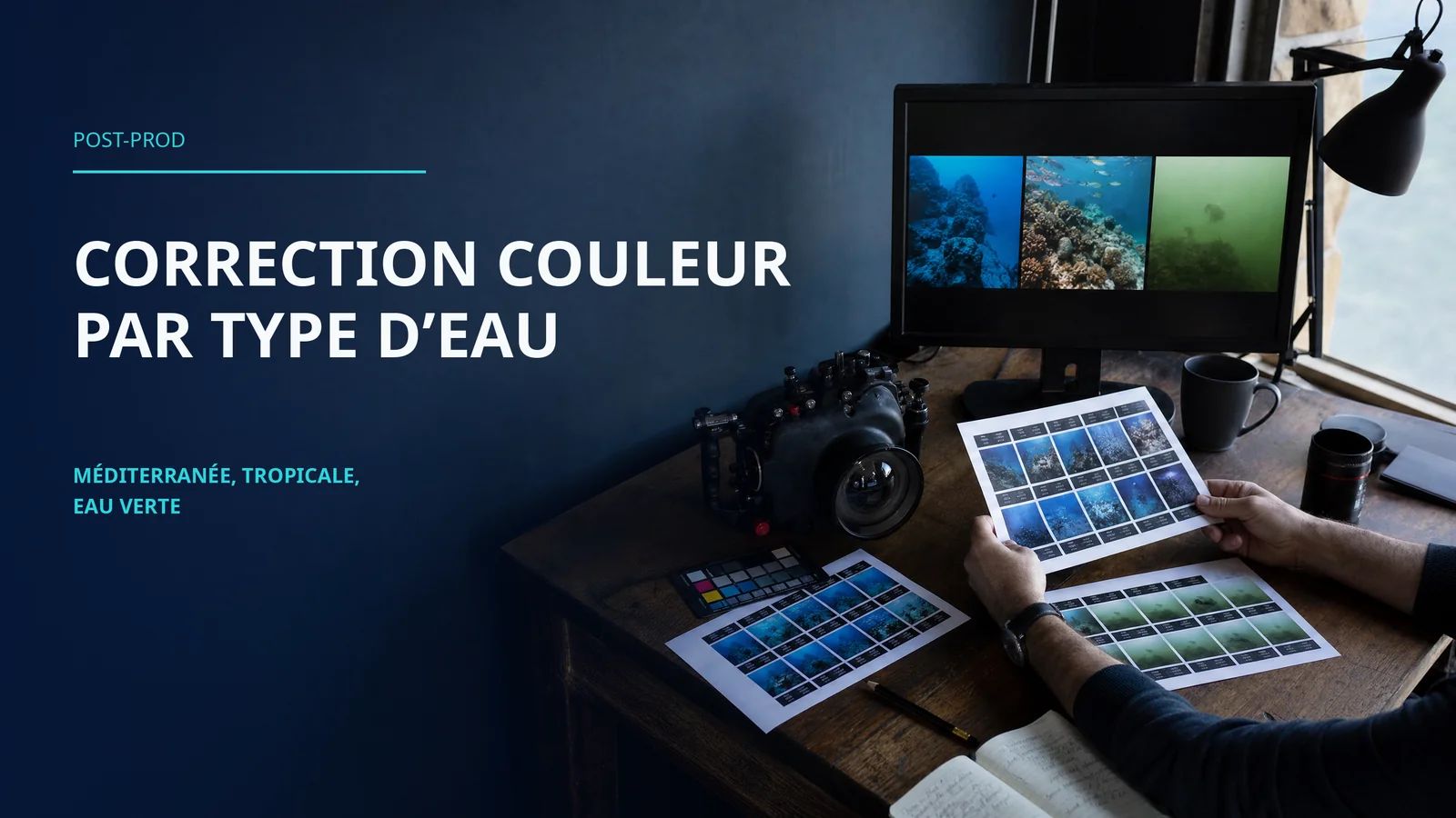 Correction couleur par type d'eau : Méditerranée, tropicale, eau verte