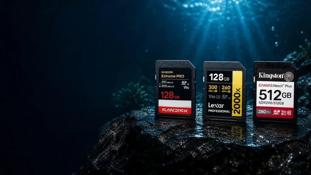 Underwater SD and microSD memory cards comparator