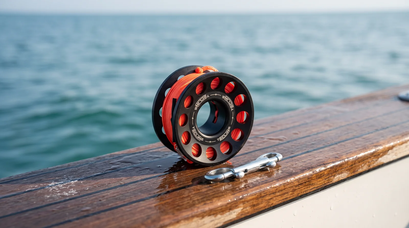 Spool alu 30 m avec mousqueton SS 90 mm